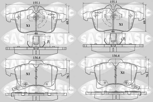 Sasic 6216014 - Тормозные колодки, дисковые, комплект www.autospares.lv