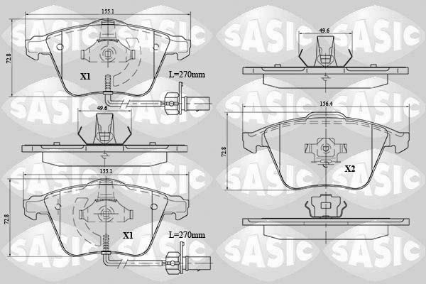 Sasic 6216074 - Тормозные колодки, дисковые, комплект www.autospares.lv