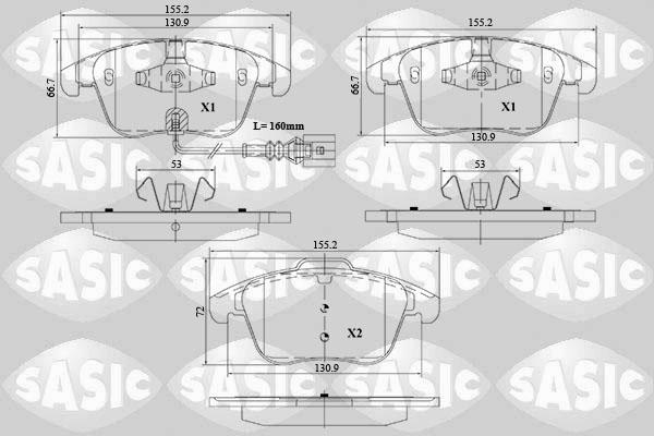 Sasic 6216162 - Тормозные колодки, дисковые, комплект www.autospares.lv