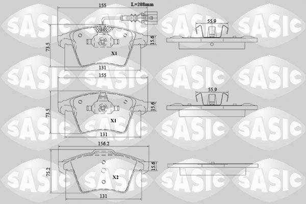 Sasic 6216188 - Bremžu uzliku kompl., Disku bremzes www.autospares.lv