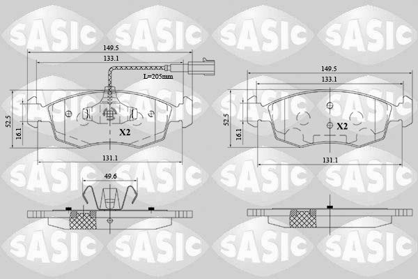 Sasic 6216171 - Bremžu uzliku kompl., Disku bremzes www.autospares.lv