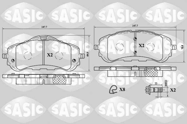 Sasic 6210051 - Bremžu uzliku kompl., Disku bremzes www.autospares.lv