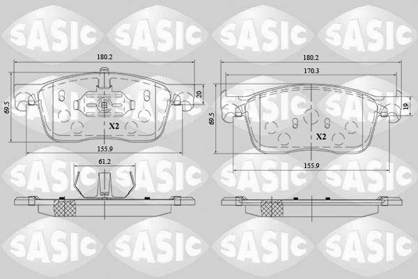 Sasic 6210082 - Bremžu uzliku kompl., Disku bremzes www.autospares.lv