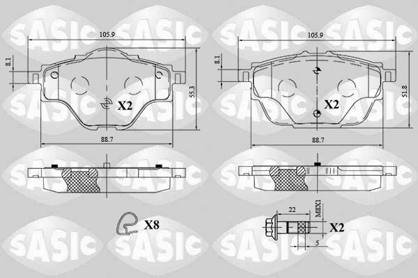 Sasic 6210079 - Bremžu uzliku kompl., Disku bremzes www.autospares.lv