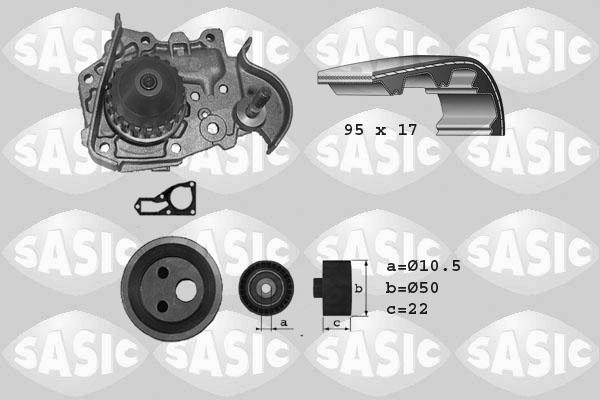 Sasic 3904006 - Водяной насос + комплект зубчатого ремня ГРМ www.autospares.lv