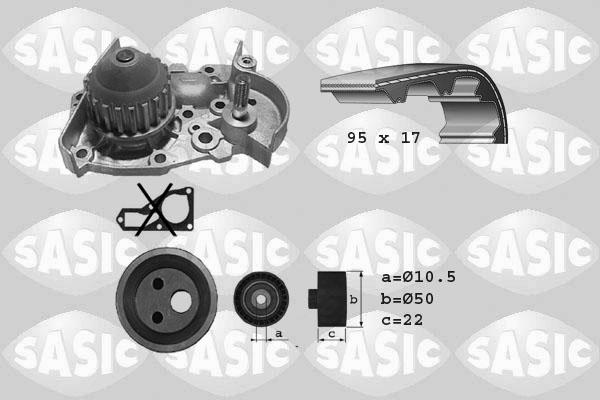 Sasic 3904002 - Водяной насос + комплект зубчатого ремня ГРМ www.autospares.lv