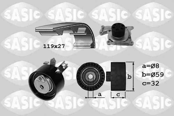 Sasic 3904038 - Ūdenssūknis + Zobsiksnas komplekts autospares.lv