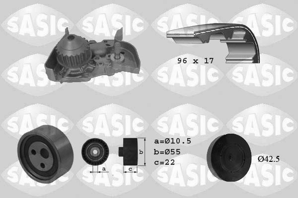 Sasic 3904023 - Водяной насос + комплект зубчатого ремня ГРМ www.autospares.lv