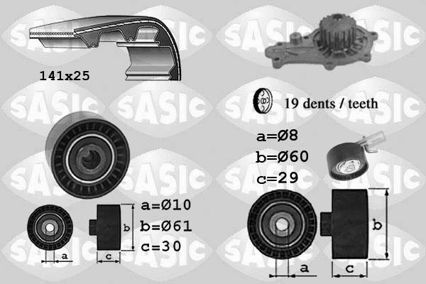 Sasic 3906097 - Водяной насос + комплект зубчатого ремня ГРМ www.autospares.lv