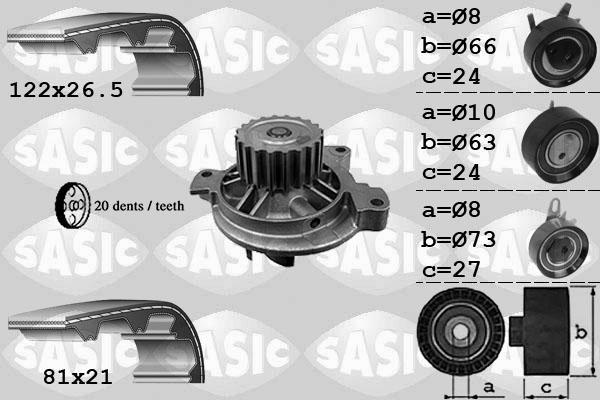 Sasic 3906049 - Ūdenssūknis + Zobsiksnas komplekts autospares.lv