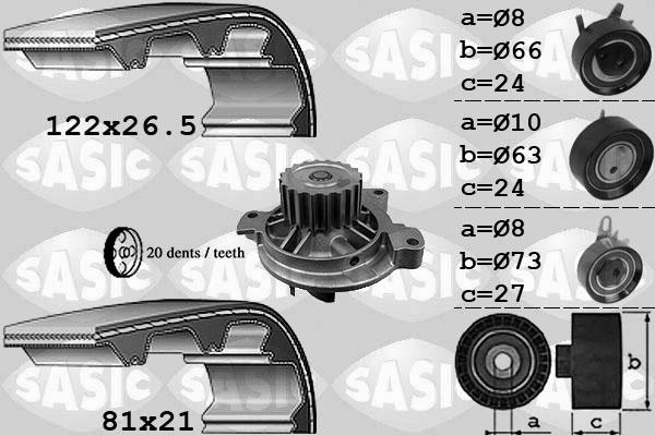 Sasic 3906052 - Ūdenssūknis + Zobsiksnas komplekts www.autospares.lv