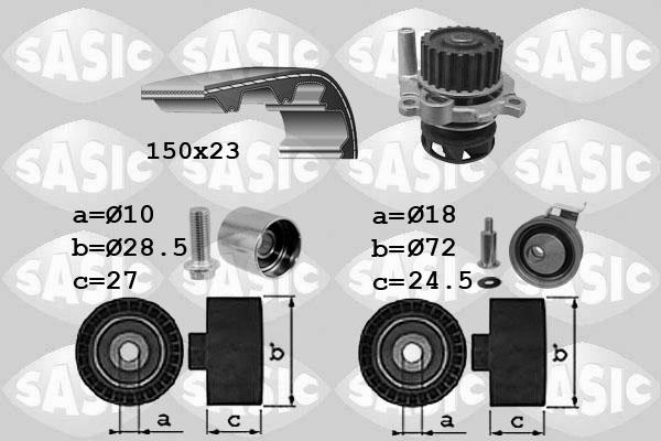 Sasic 3906064 - Ūdenssūknis + Zobsiksnas komplekts autospares.lv