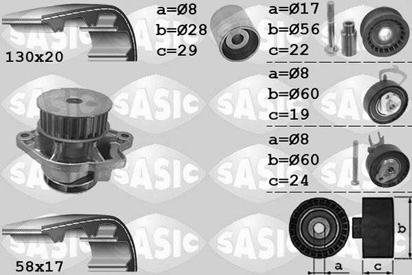 Sasic 3906061 - Водяной насос + комплект зубчатого ремня ГРМ www.autospares.lv