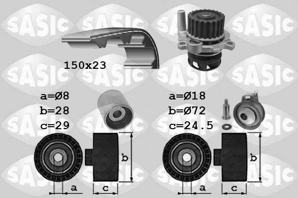 Sasic 3906062 - Водяной насос + комплект зубчатого ремня ГРМ www.autospares.lv