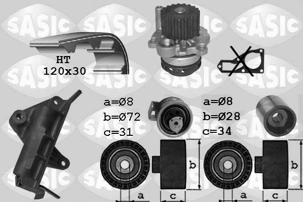 Sasic 3906019 - Ūdenssūknis + Zobsiksnas komplekts www.autospares.lv