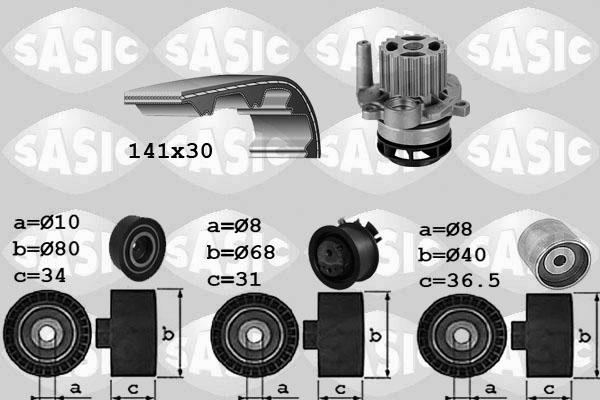 Sasic 3906084 - Водяной насос + комплект зубчатого ремня ГРМ www.autospares.lv