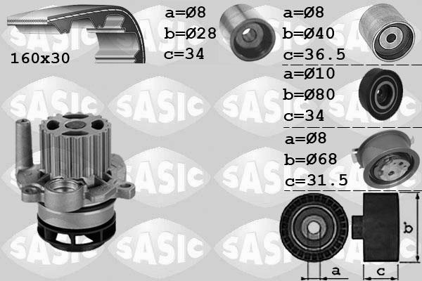 Sasic 3906081 - Водяной насос + комплект зубчатого ремня ГРМ www.autospares.lv