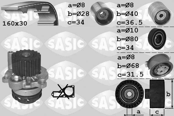 Sasic 3906082 - Водяной насос + комплект зубчатого ремня ГРМ www.autospares.lv