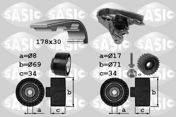 Sasic 3906030 - Ūdenssūknis + Zobsiksnas komplekts www.autospares.lv