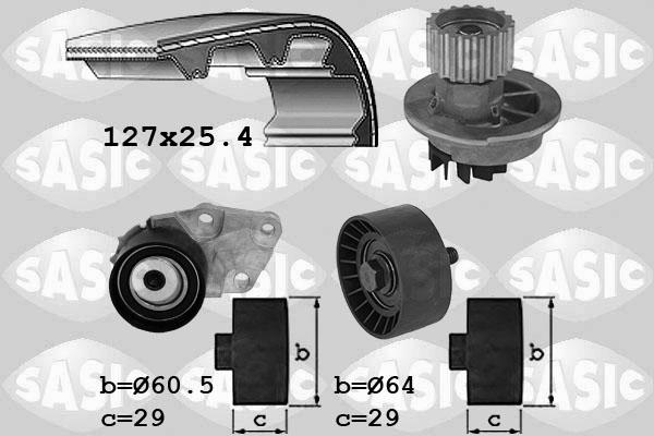 Sasic 3906104 - Ūdenssūknis + Zobsiksnas komplekts autospares.lv