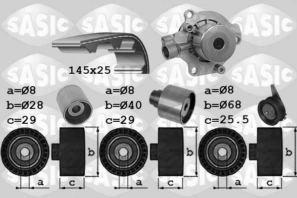 Sasic 3906102 - Водяной насос + комплект зубчатого ремня ГРМ www.autospares.lv