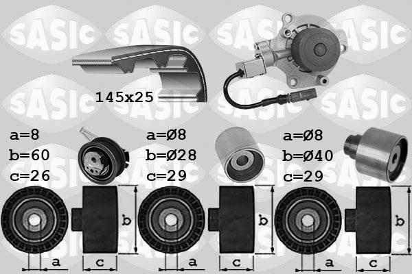 Sasic 3906114 - Водяной насос + комплект зубчатого ремня ГРМ www.autospares.lv