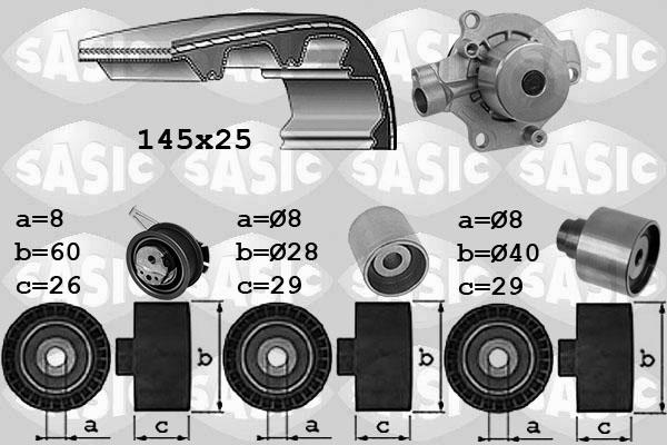 Sasic 3906111 - Водяной насос + комплект зубчатого ремня ГРМ www.autospares.lv