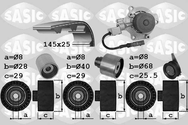 Sasic 3906113 - Водяной насос + комплект зубчатого ремня ГРМ www.autospares.lv