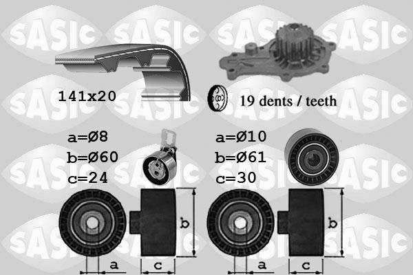 Sasic 3900044 - Водяной насос + комплект зубчатого ремня ГРМ www.autospares.lv