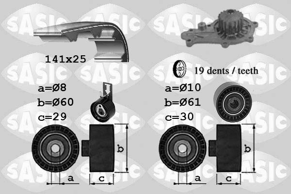 Sasic 3900043 - Ūdenssūknis + Zobsiksnas komplekts autospares.lv