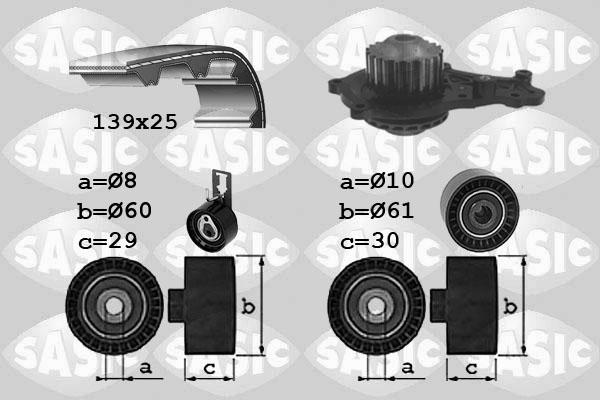 Sasic 3900042 - Водяной насос + комплект зубчатого ремня ГРМ www.autospares.lv