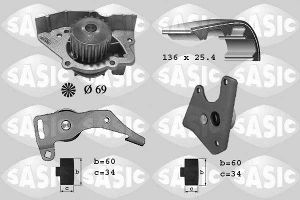 Sasic 3900004 - Водяной насос + комплект зубчатого ремня ГРМ www.autospares.lv