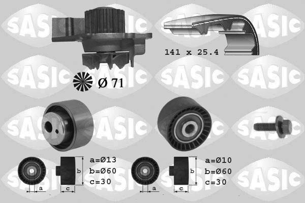 Sasic 3900012 - Водяной насос + комплект зубчатого ремня ГРМ www.autospares.lv