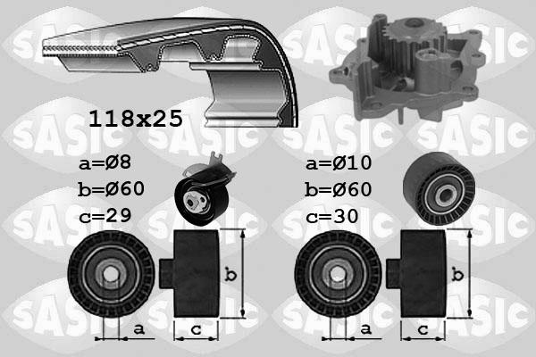 Sasic 3900039 - Ūdenssūknis + Zobsiksnas komplekts autospares.lv