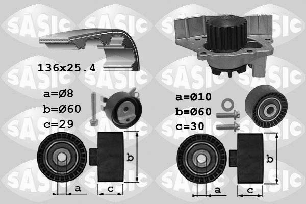 Sasic 3900034 - Ūdenssūknis + Zobsiksnas komplekts www.autospares.lv