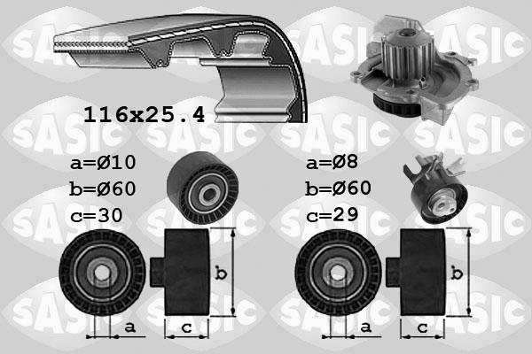 Sasic 3900035 - Ūdenssūknis + Zobsiksnas komplekts autospares.lv