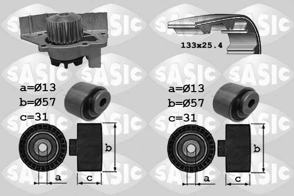 Sasic 3900030 - Ūdenssūknis + Zobsiksnas komplekts autospares.lv