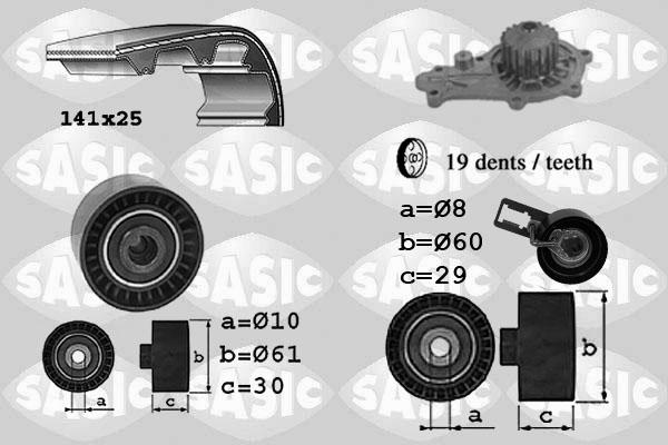 Sasic 3900031 - Водяной насос + комплект зубчатого ремня ГРМ www.autospares.lv