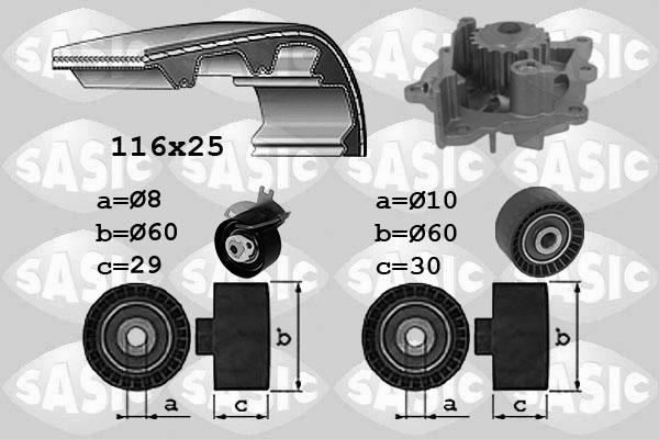 Sasic 3900038 - Ūdenssūknis + Zobsiksnas komplekts autospares.lv