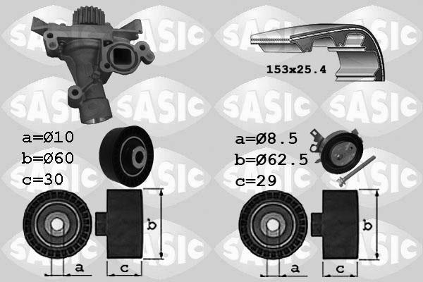 Sasic 3900029 - Ūdenssūknis + Zobsiksnas komplekts autospares.lv