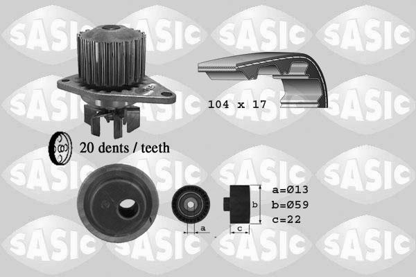 Sasic 3900020 - Ūdenssūknis + Zobsiksnas komplekts www.autospares.lv