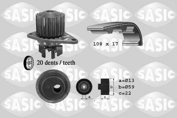 Sasic 3900021 - Ūdenssūknis + Zobsiksnas komplekts autospares.lv