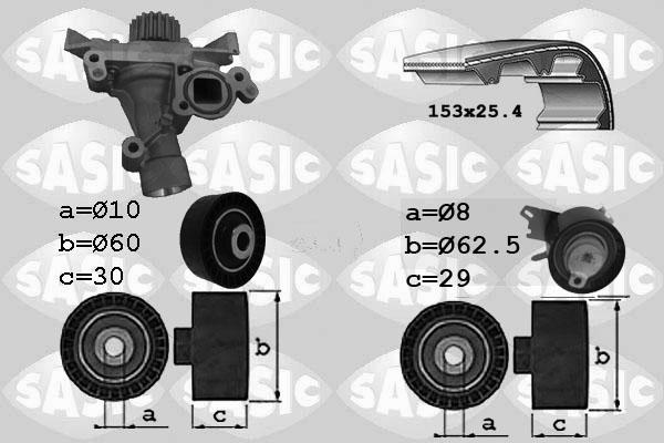 Sasic 3900028 - Водяной насос + комплект зубчатого ремня ГРМ www.autospares.lv