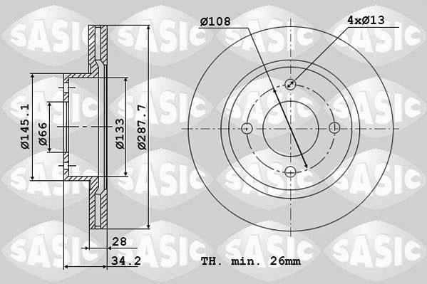 Sasic 2464T84J - Тормозной диск www.autospares.lv