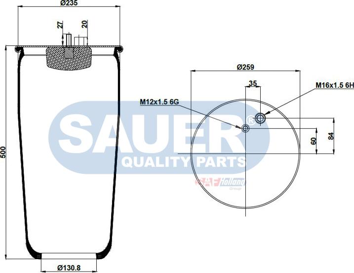 SAUER S2294884101 - Pneimoatsperes spilvens, Pneimopiekare www.autospares.lv