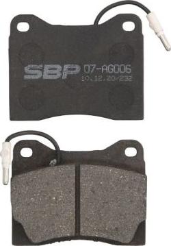 SBP 07-AG006 - Bremžu uzliku kompl., Disku bremzes www.autospares.lv