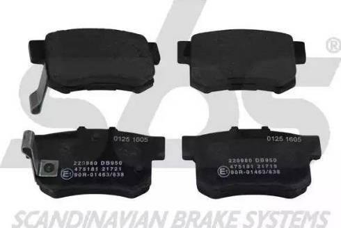 SBS 1501229980 - Brake Pad Set, disc brake www.autospares.lv