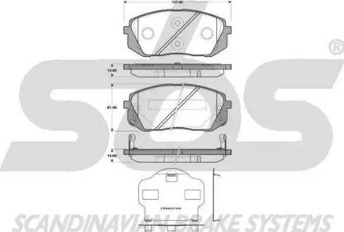 SBS 1501223430 - Тормозные колодки, дисковые, комплект www.autospares.lv