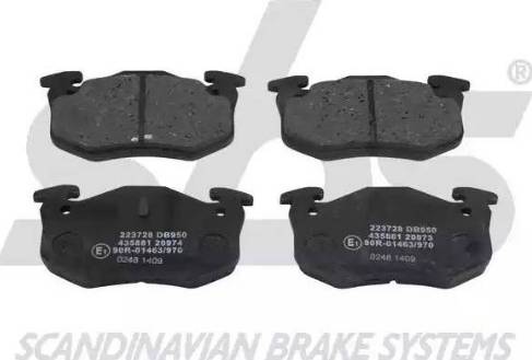 SBS 1501223728 - Brake Pad Set, disc brake www.autospares.lv