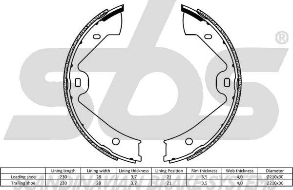 SBS 18492747829 - Bremžu loku kompl., Stāvbremze www.autospares.lv